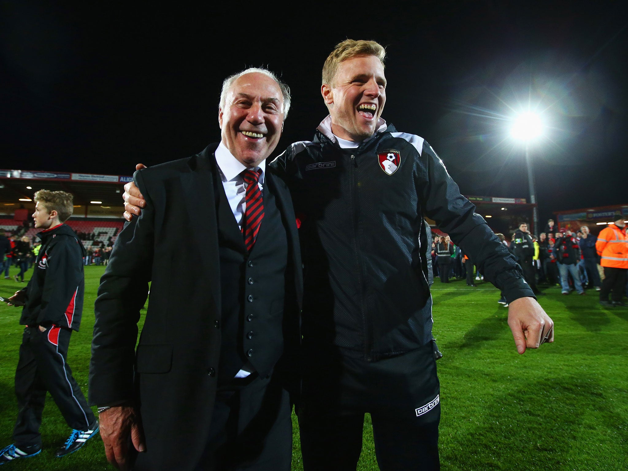 Bournemouth chairman Jeff Mostyn and manager Eddie Howe