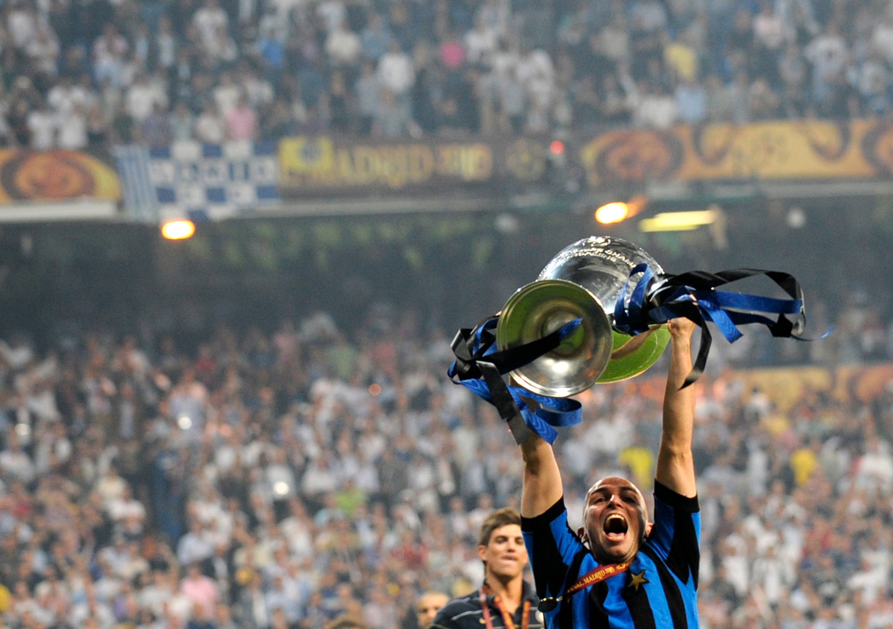 Esteban Cambiasso lifts the Champions League with Inter Milan