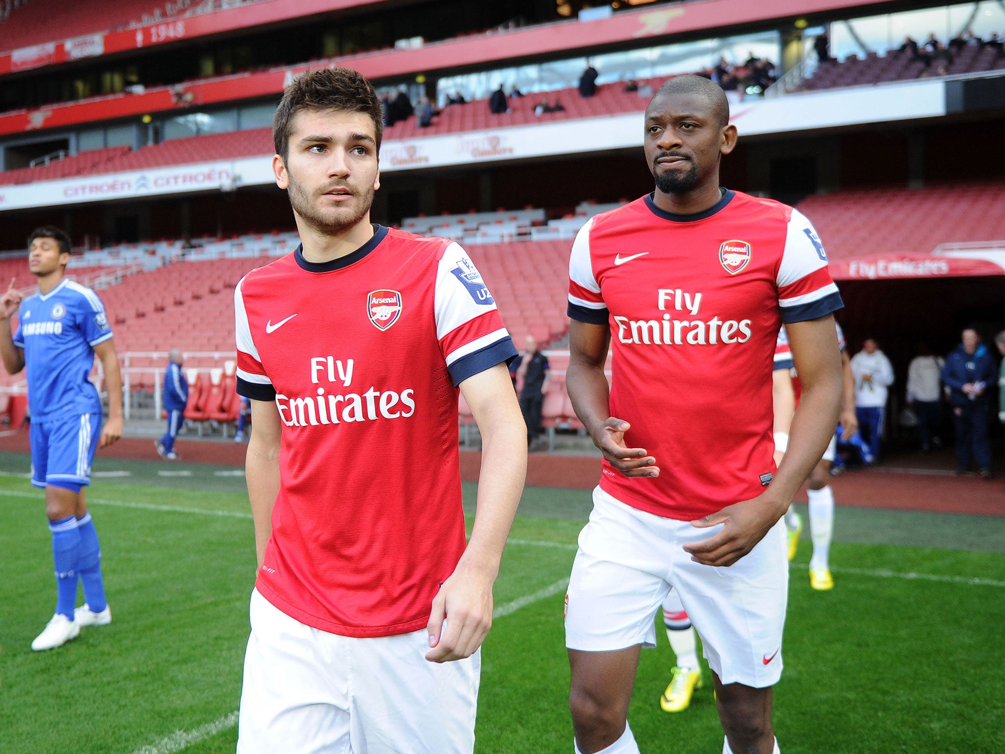 Toral alongside Abou Diaby in an under-21s game last April