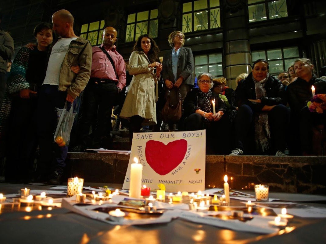 People attend a vigil for the prisoners in Indonesia at Martin Place