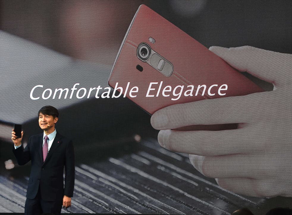 Juno Cho, President and Chief Operating Officer of LG Corp holds a press conference to launch the new flagship phone for 2015 - the G4 at One World Trade Center on April 28, 2015 in New York City