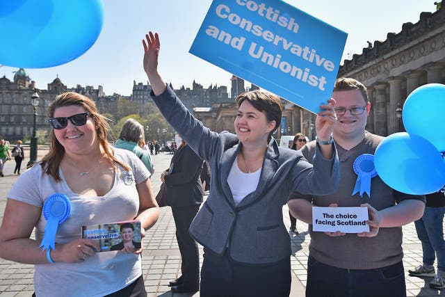 Scottish Conservatives leader Ruth Davidson campaigning in Edinburgh