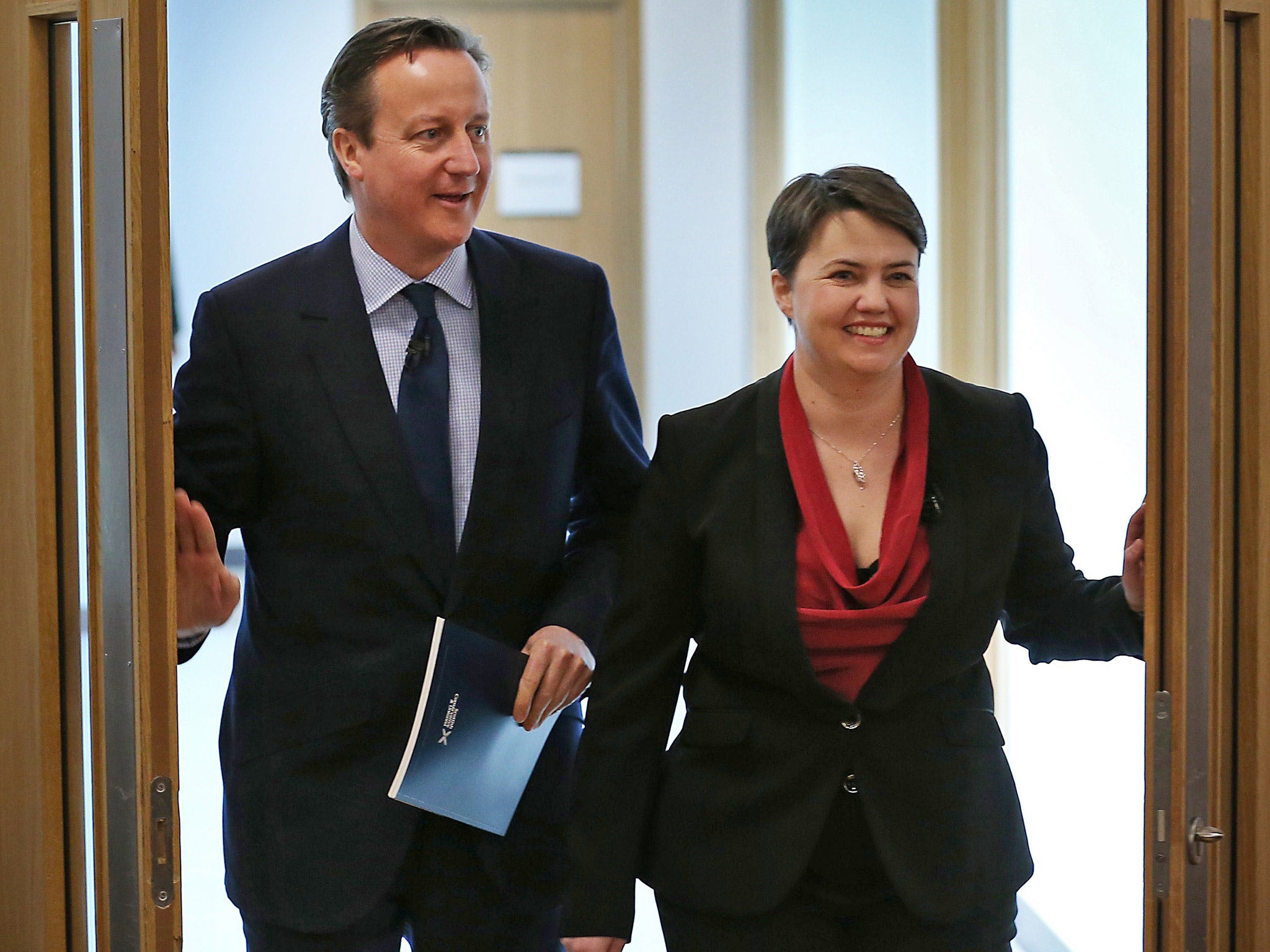 Ruth Davidson with the Prime Minister in Glasgow earlier this month (Getty)