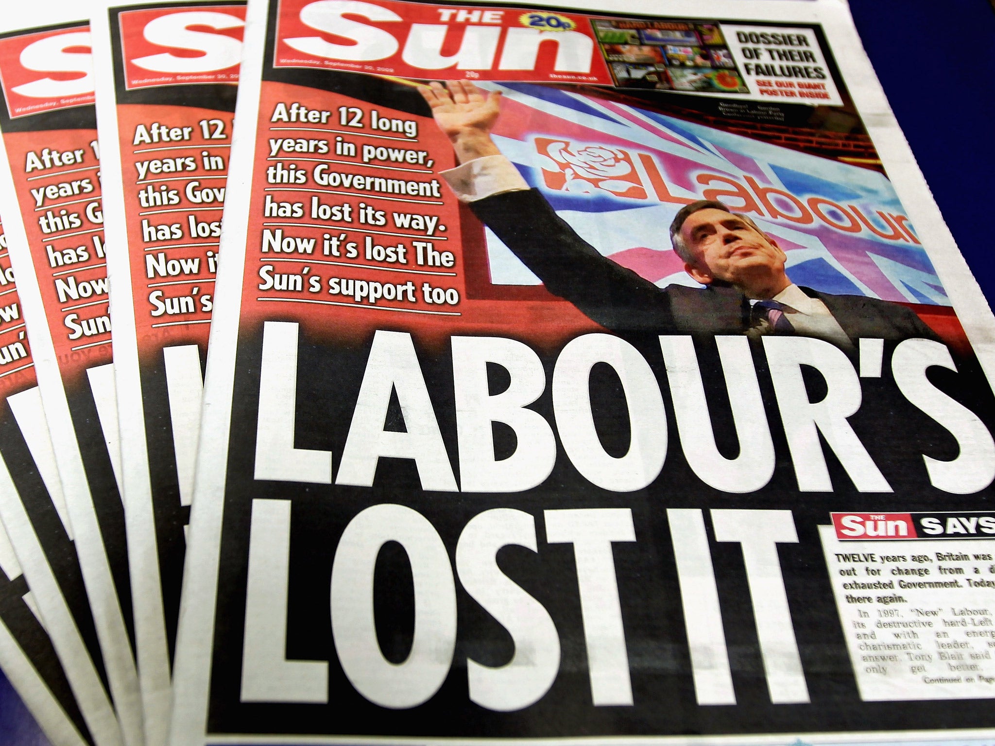 'The Sun' switched its allegiance from Labour to the Conservatives ahead of the 2010 election