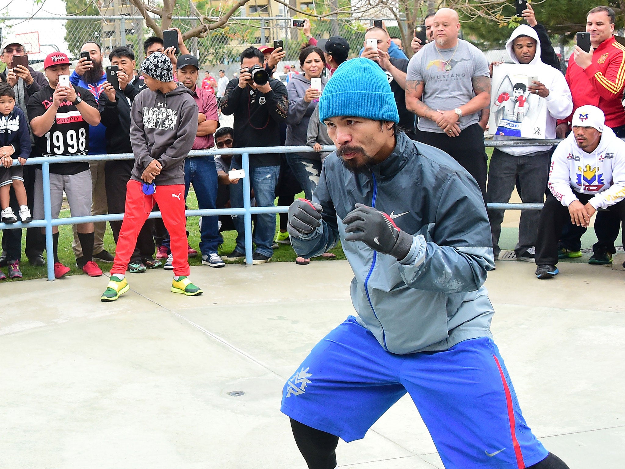 Manny Pacquiao during training for the Mayweather fight
