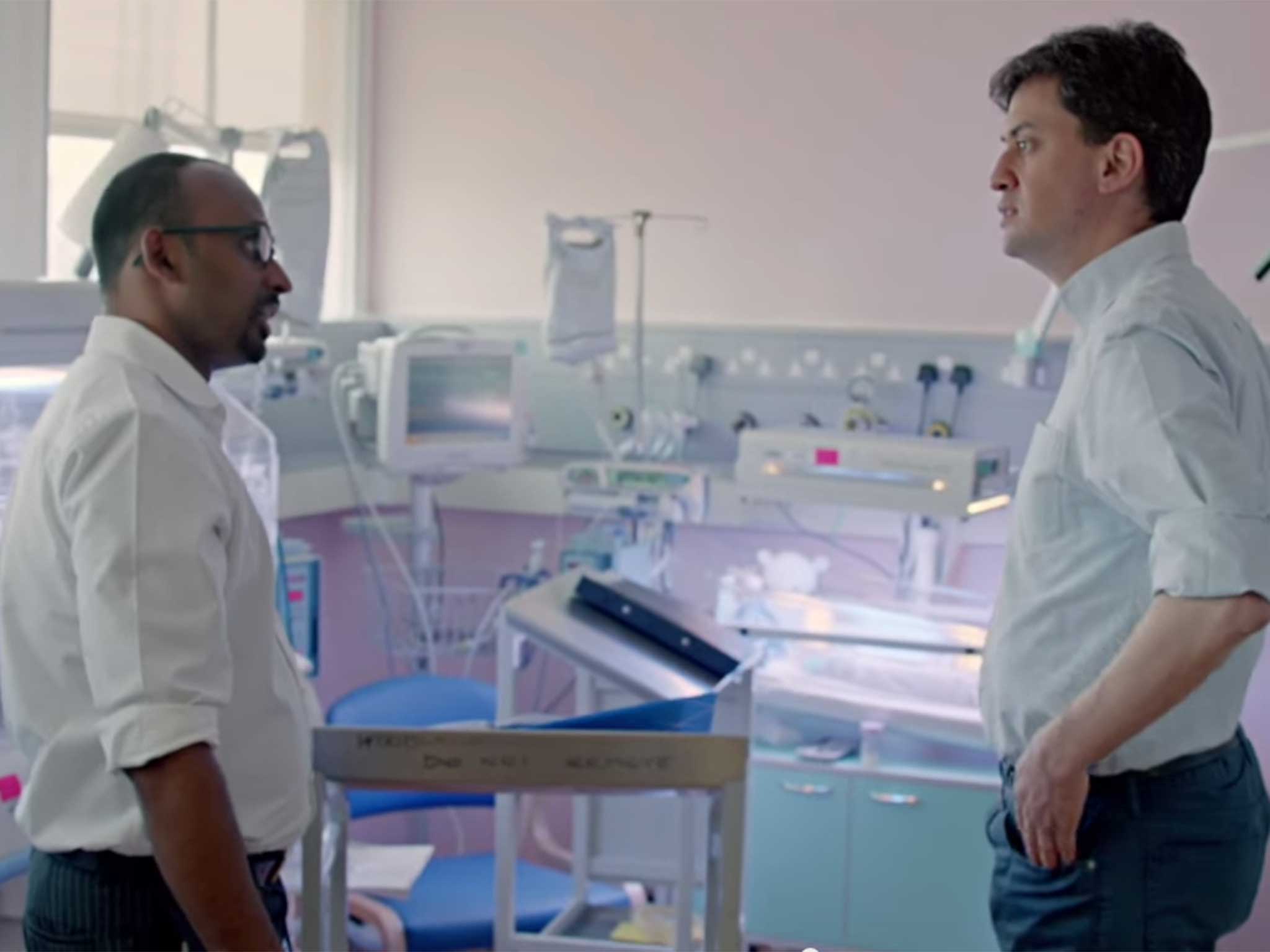 The Labour leader devotes a large section of the film to the NHS.