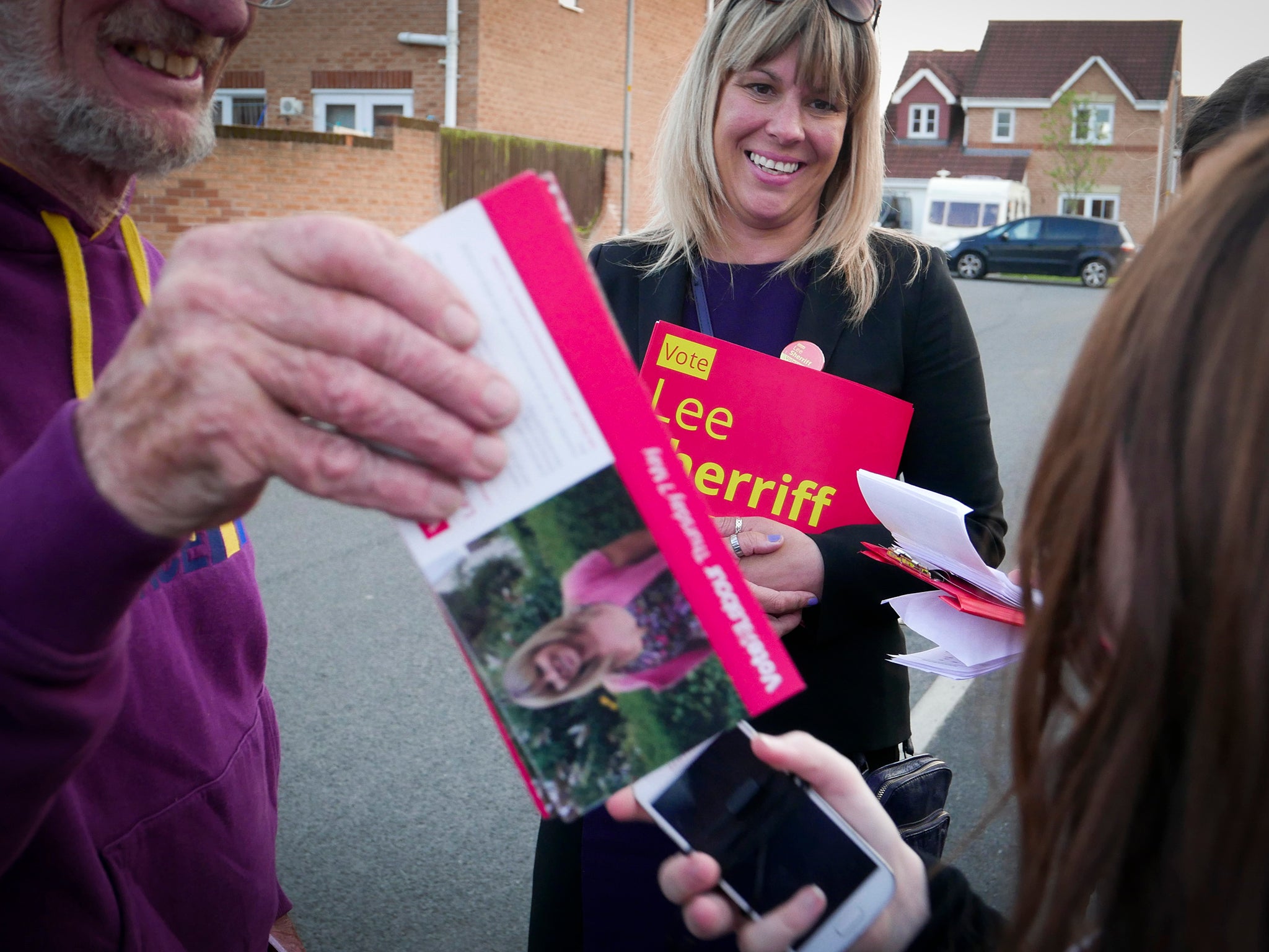 All smiles: Labour candidate Lee Sherriff on the campaign trail