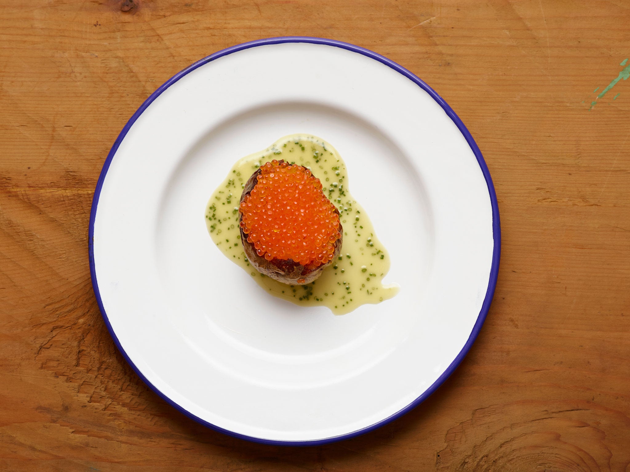 Upmarket: Mark's salmon caviar potatoes