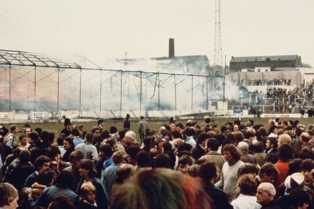 A view of the Bradford City stadium fire