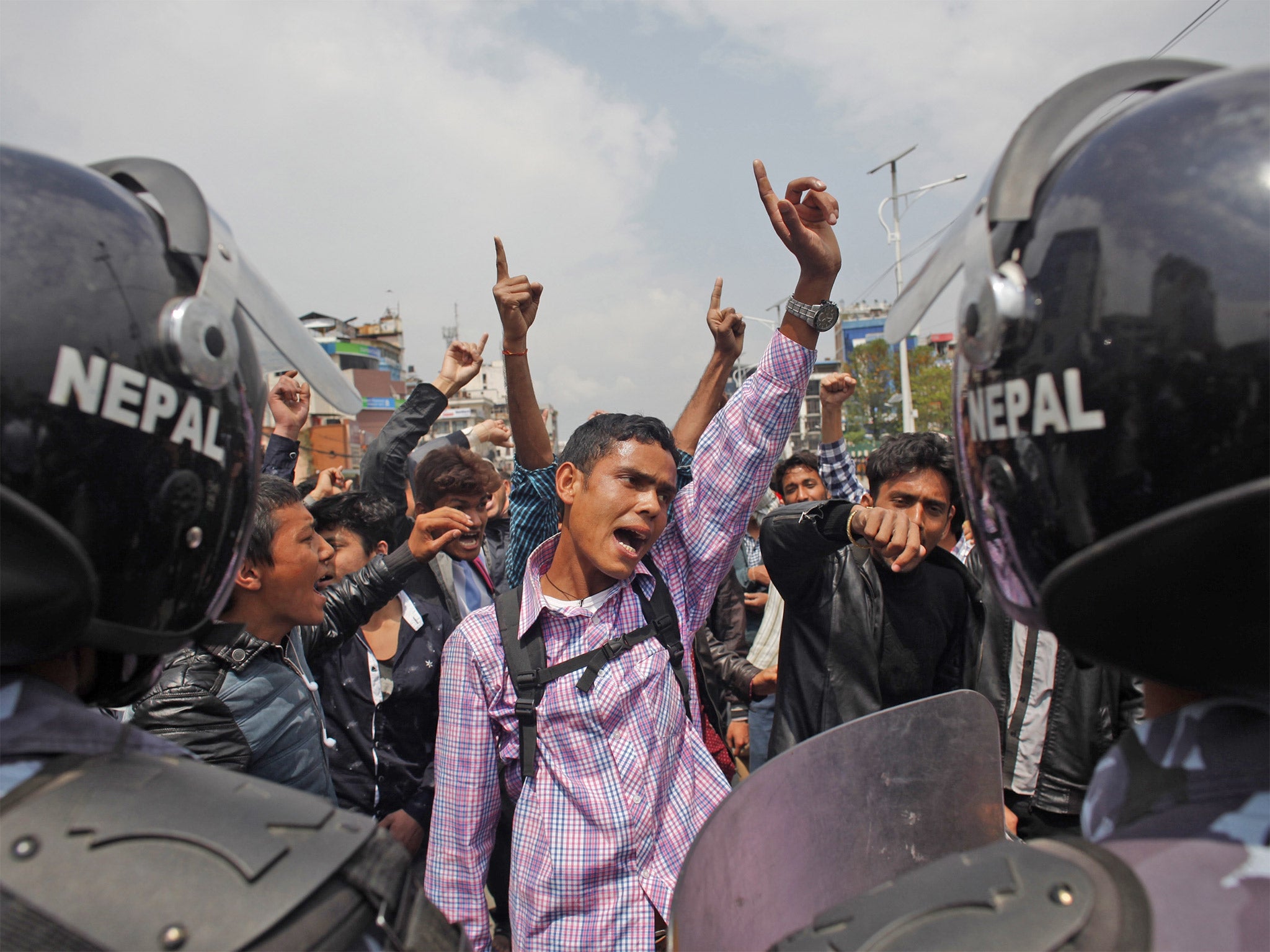 Protesters block traffic in Kathmandu