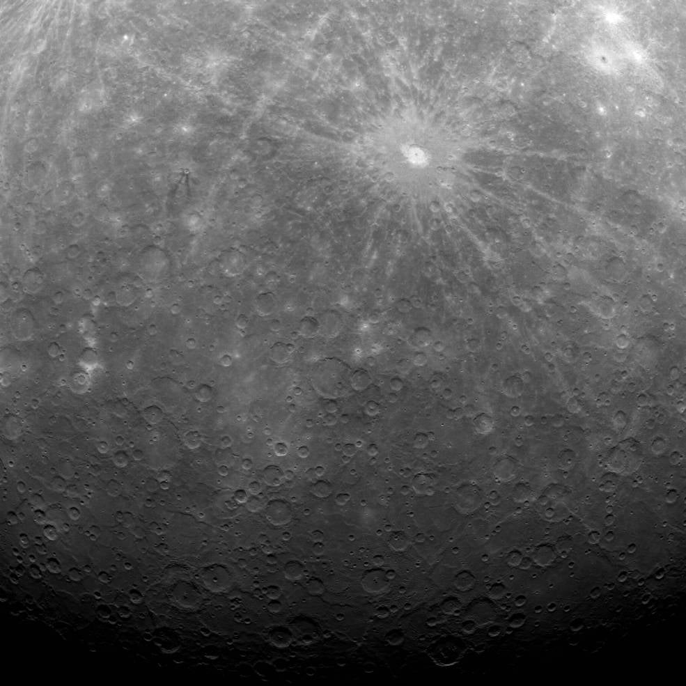 This image, taken March 29, 2011, is the first ever obtained from a spacecraft in orbit around Mercury.