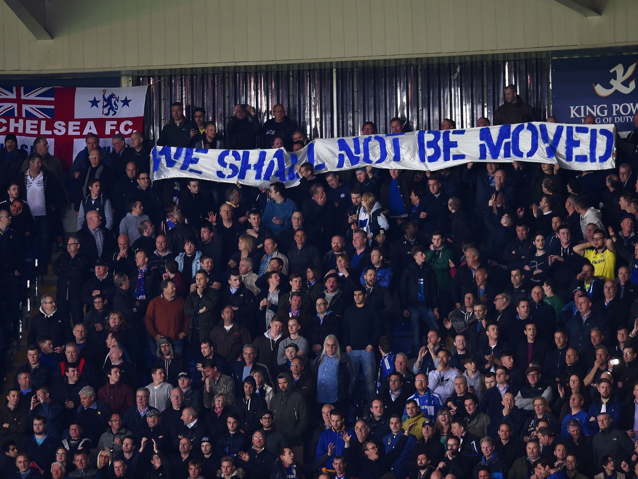 Chelsea fans at the King Power Stadium during the win over Leicester