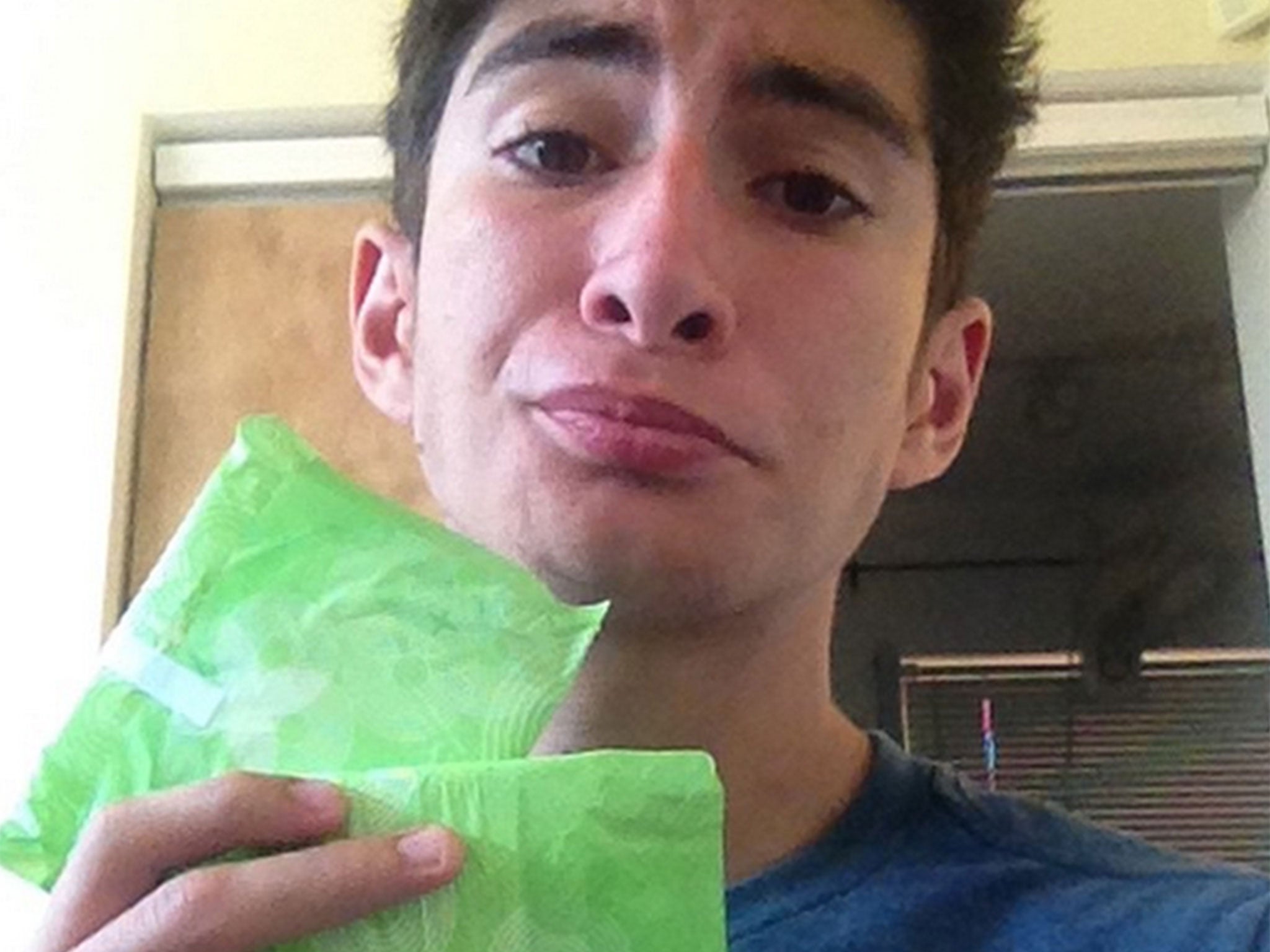Jose Garcia, who has been praised for pledging to carry sanitary towels in case his friends are in need
