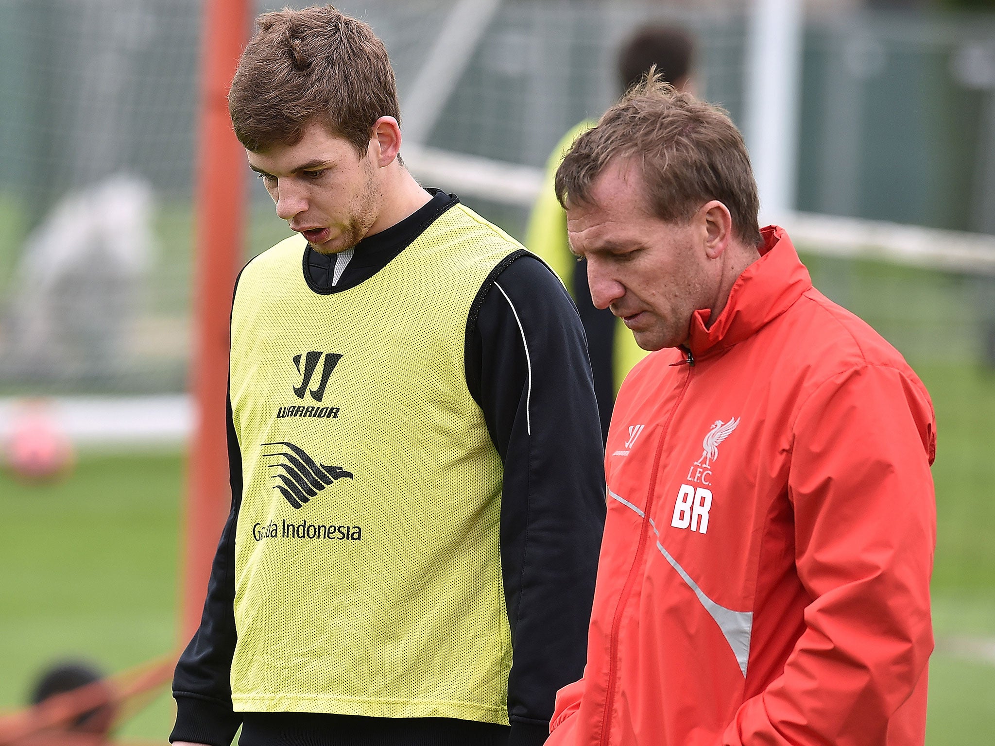 Liverpool defender Jon Flanagan with manager Brendan Rodgers