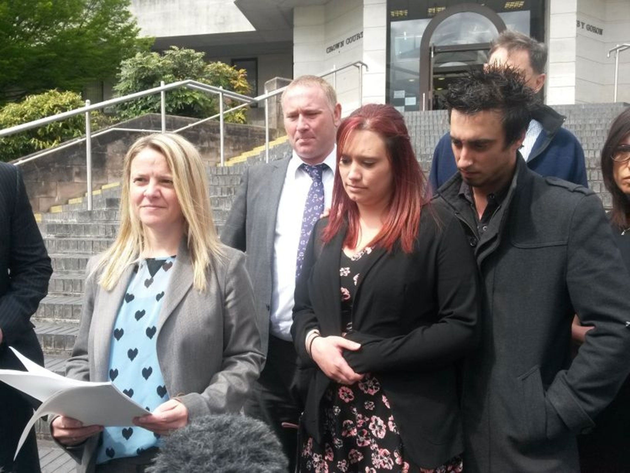 Sarah Jones outside Newport Crown Court after her father Mark Jones was found guilty of murdering baby Amelia (Image: PA Wire)