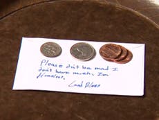 Homeless person makes touching donation to church
