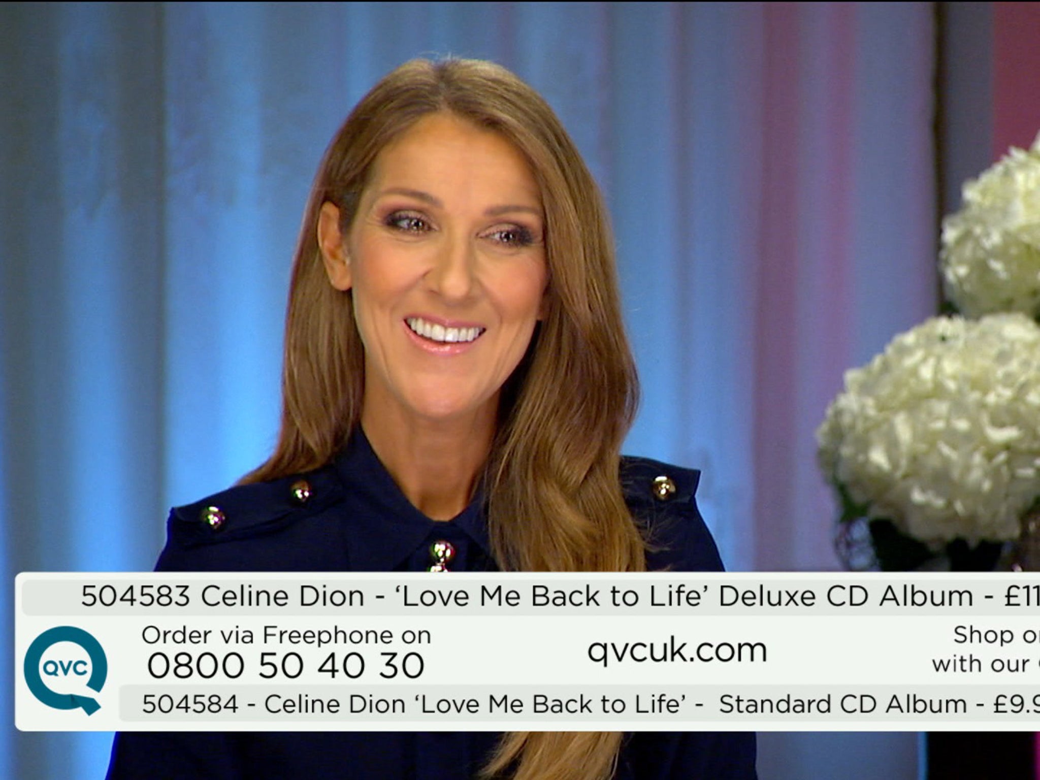 Celine Dion appears on QVC to promote her album