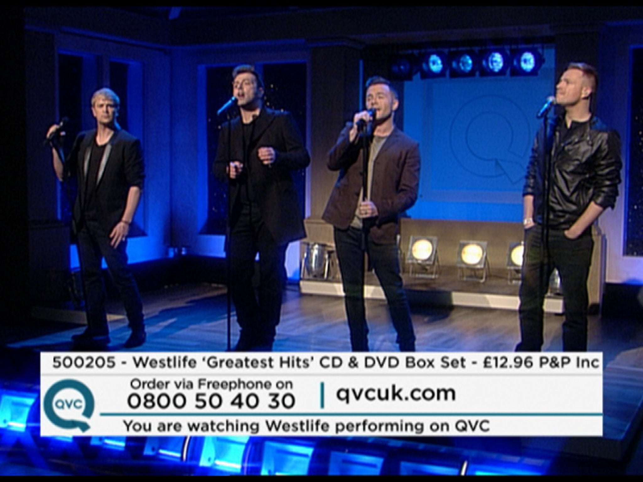 Boyband Westlife perform on the shopping channel