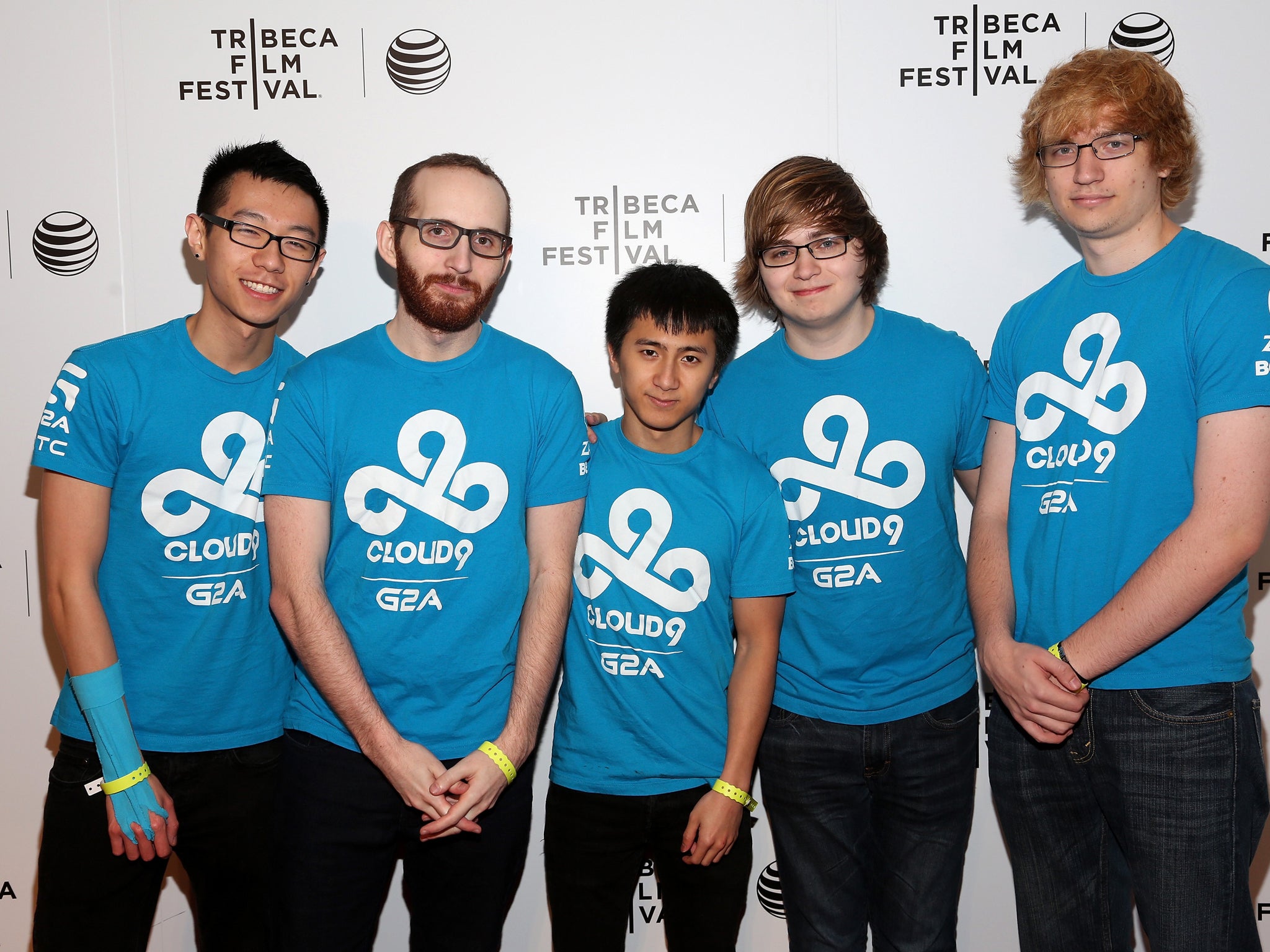 Hai Lam, seen on the far left, with the rest of gaming team Cloud9