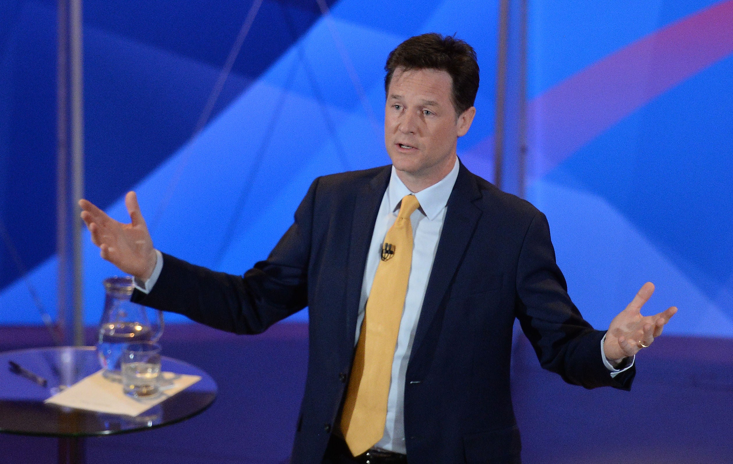 Nick Clegg was the last to take to the stage in the Question Time debate