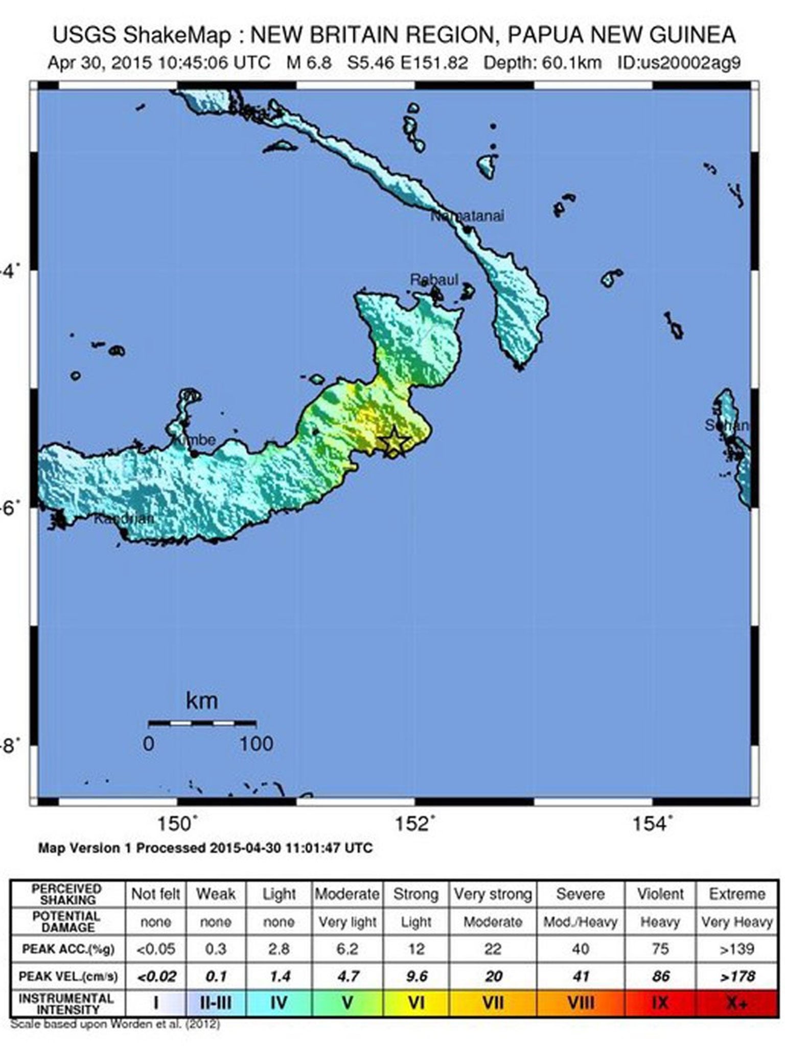 A tsunami warning was issued along the coast within 300km of the quake’s epicentre but has since been lifted