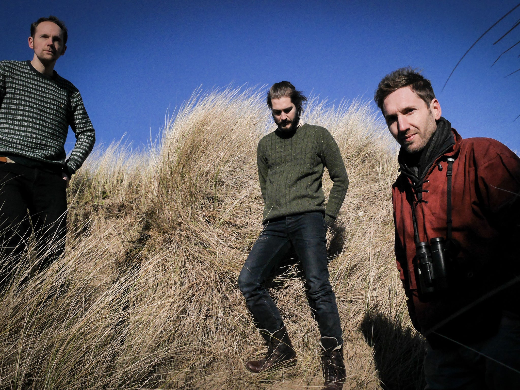 On Lindisfarne, Northumberland: (from right to left) Brian Briggs, Oli Steadman and Jonathan Ouin