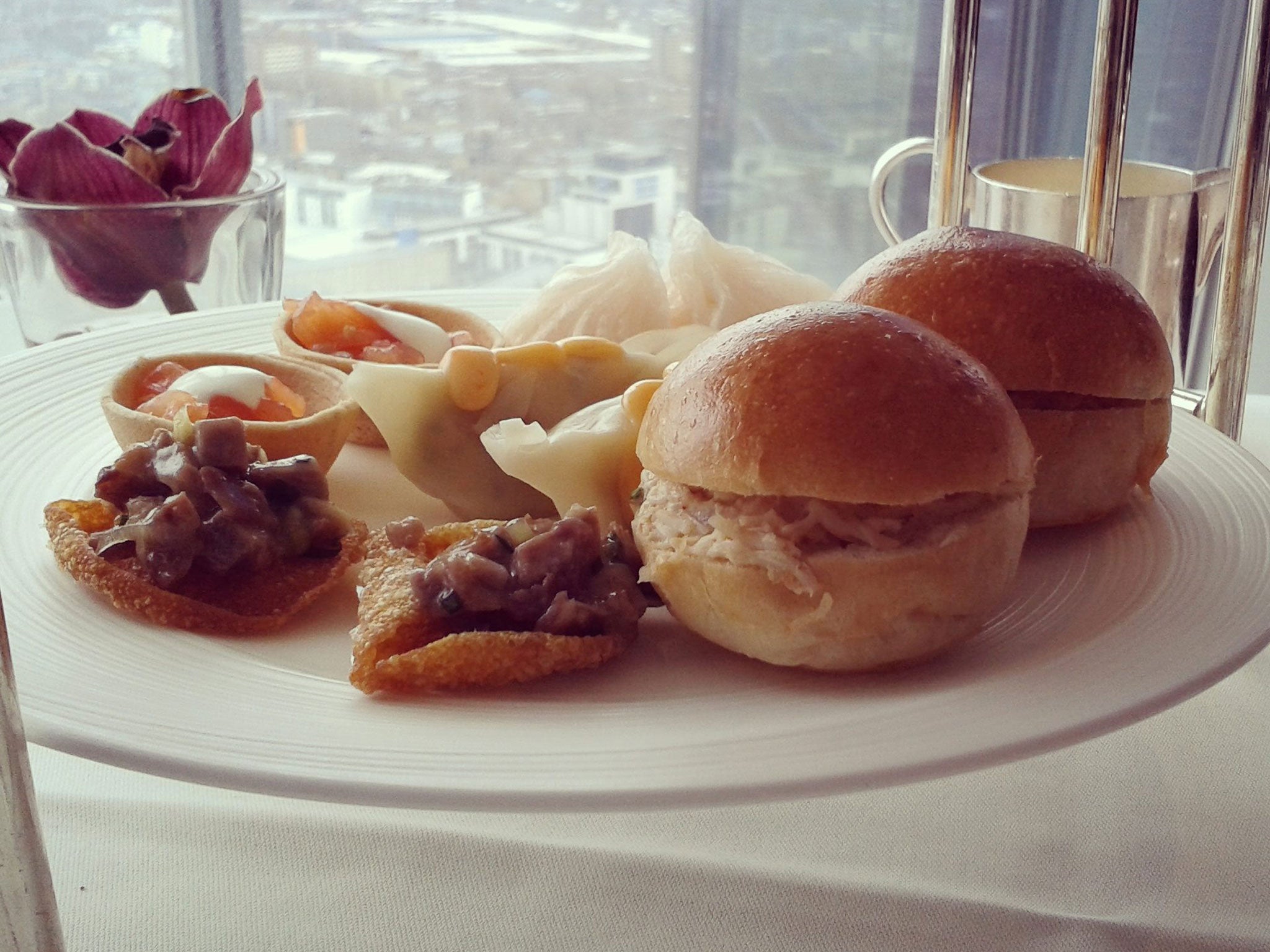 The savoury plate at the Ting restaurant at the Shangri-La in the Shard