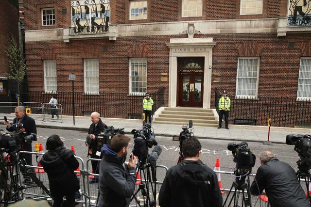Outside the Lindo Wing where the Duchess of Cambridge is due to give birth 