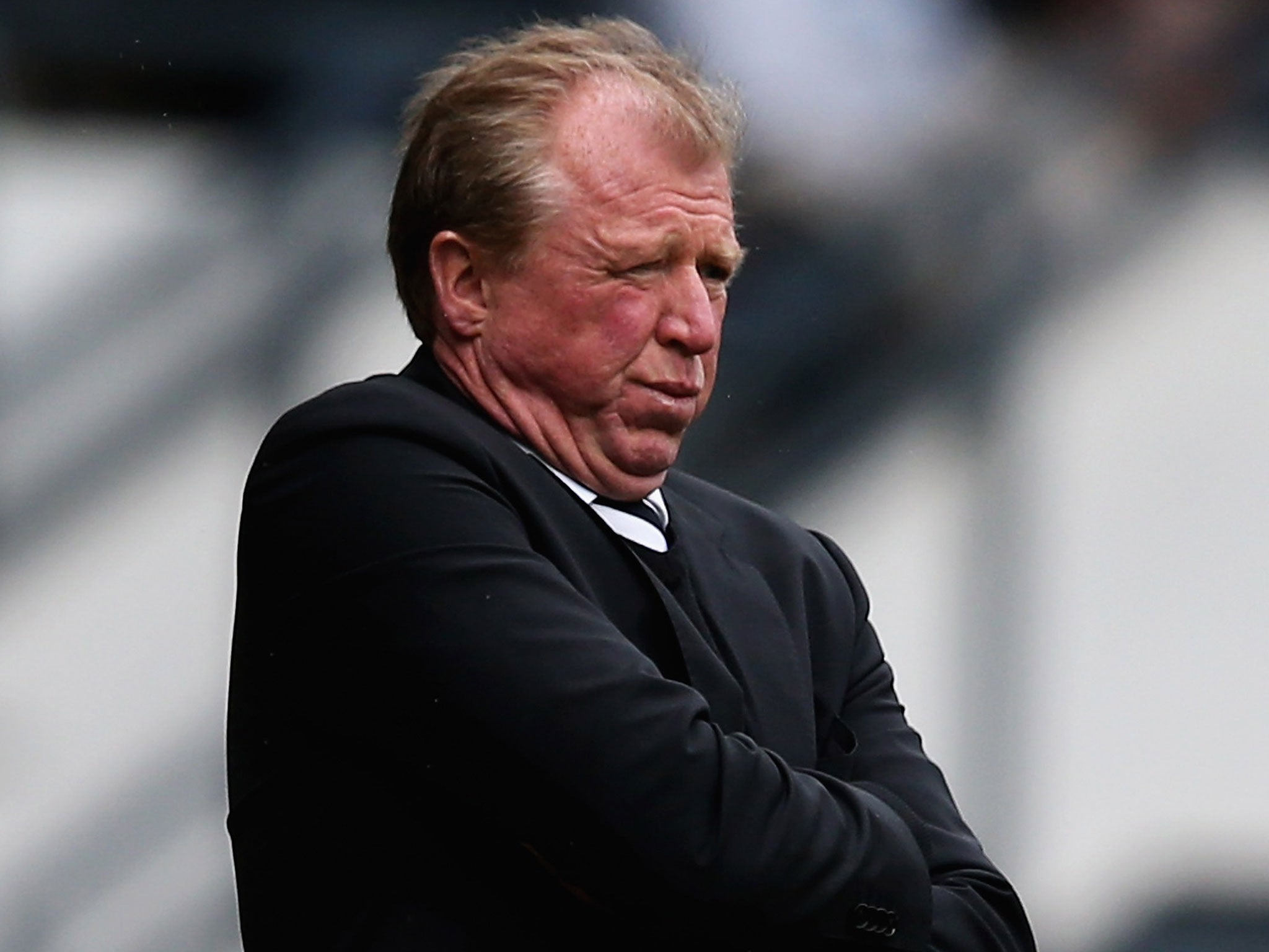 Derby manager Steve McClaren reacts to conceding a goal