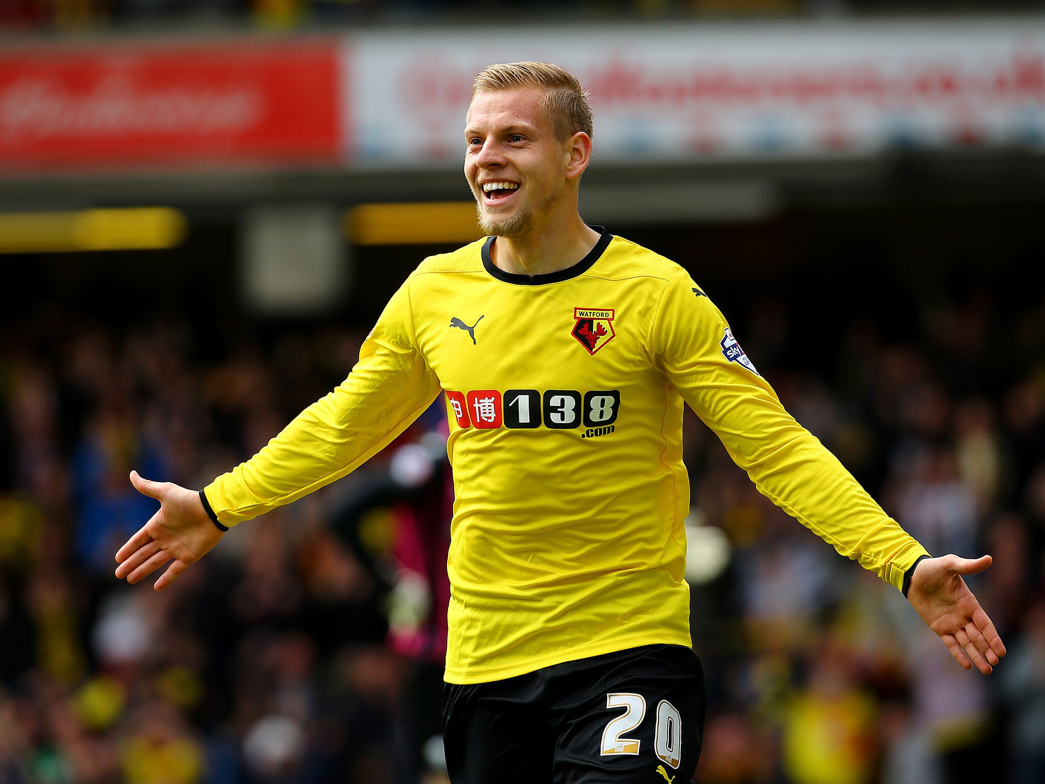 Matej Vydra celebrates his opening goal