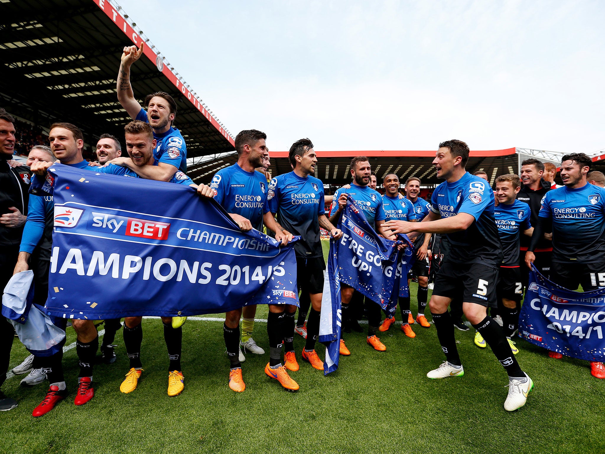 Bournemouth celebrate their Championship title success