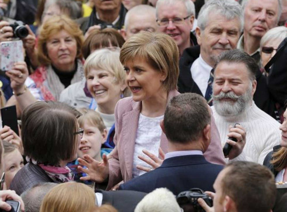 Nicola Sturgeon with voters today in Inverness