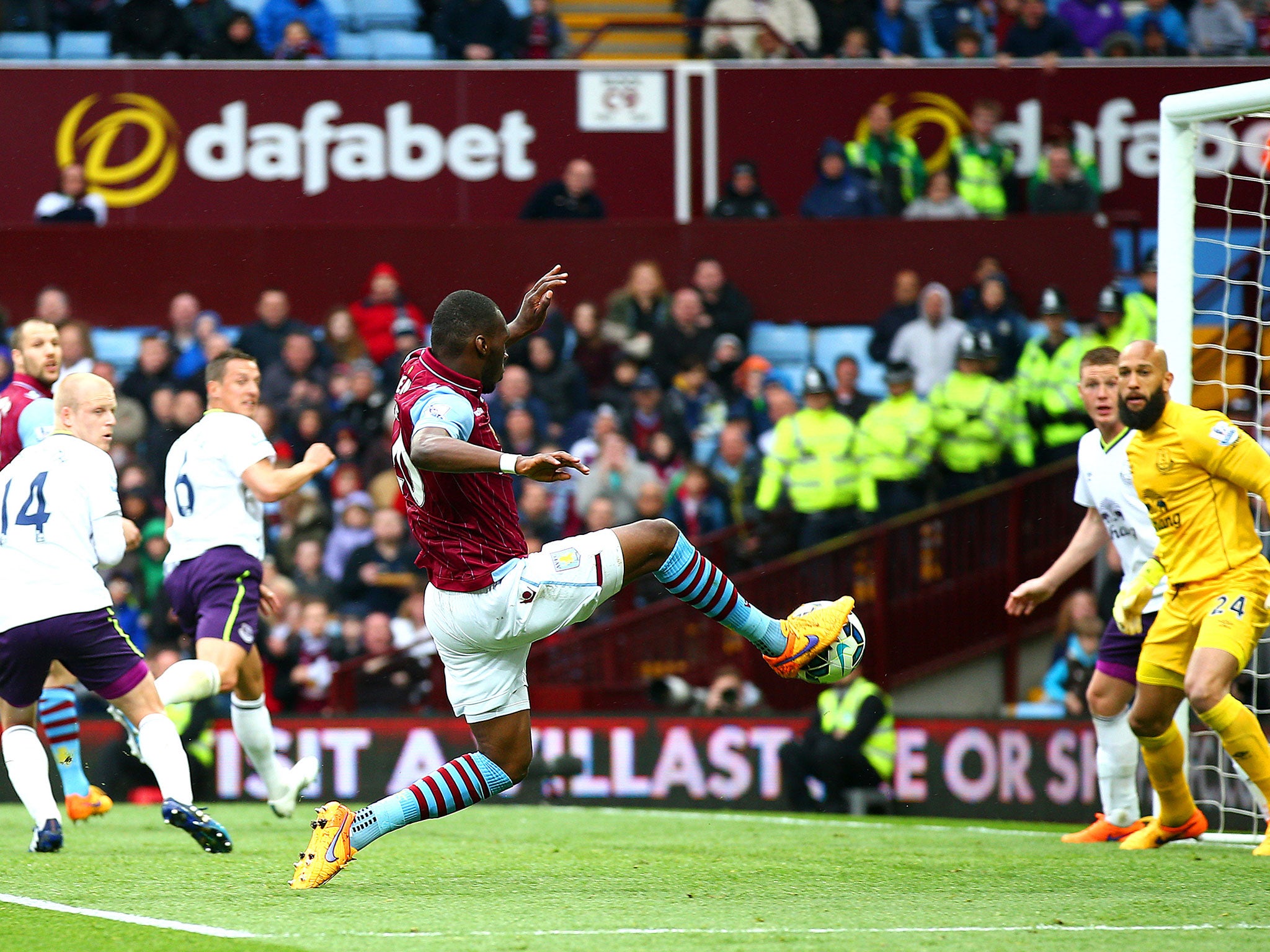 Christian Benteke scores the opener for Aston Villa