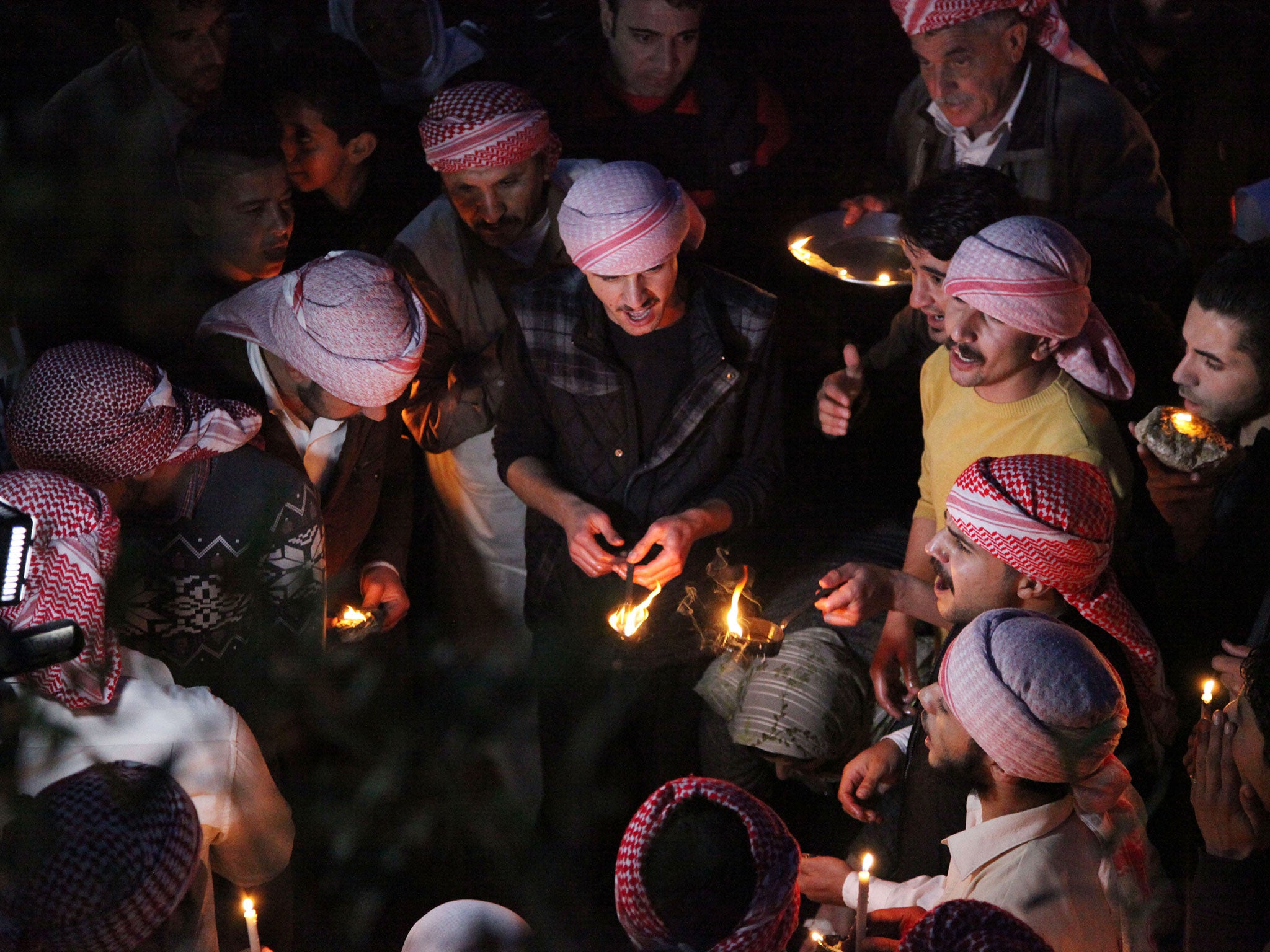 Yazidis gather at the holy shrine of Lalish, 57 kilometers (35 miles) north of militant-held Mosul, Iraq, on 15 April, 2015
