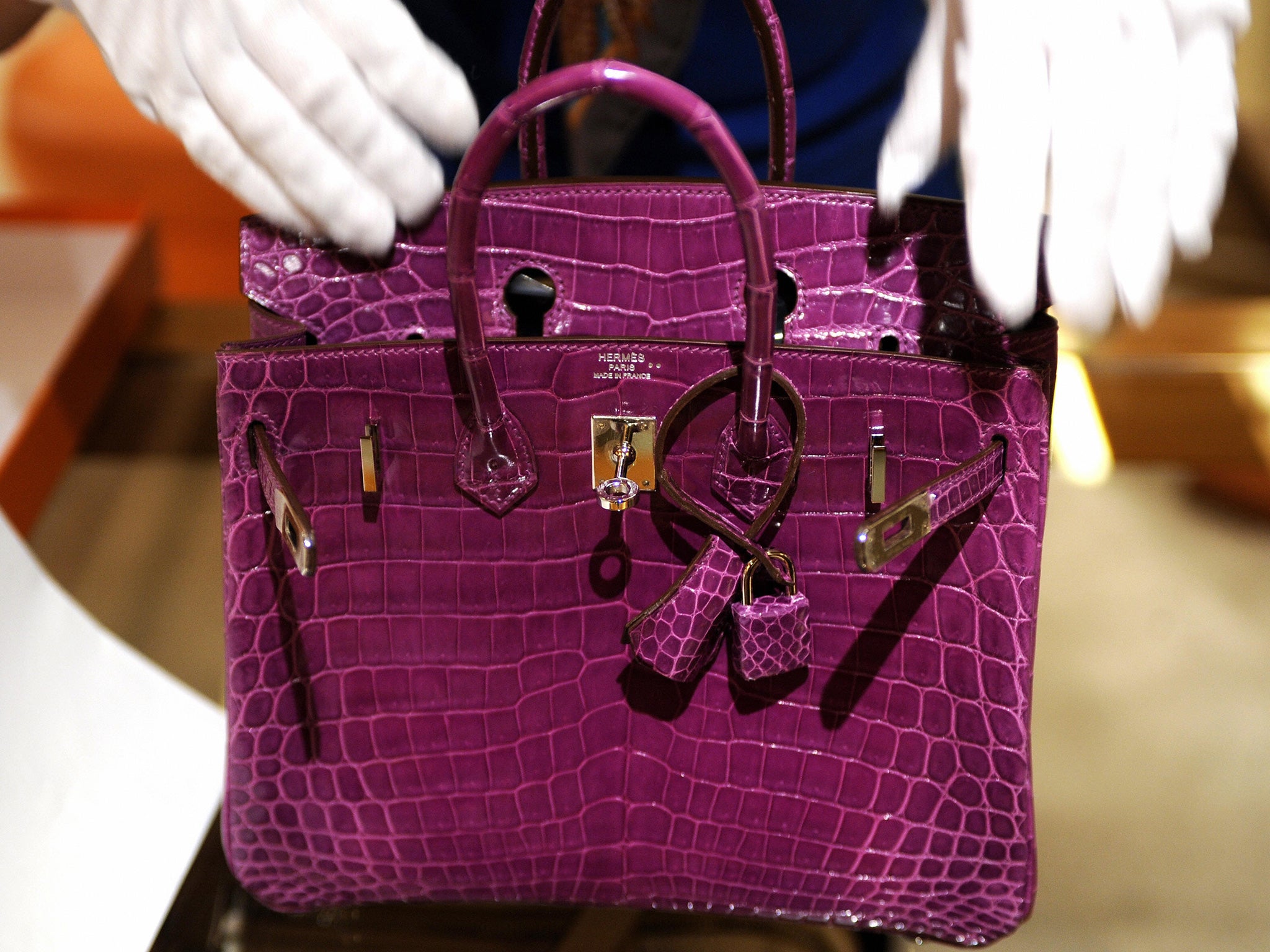 A Hermes crocodile skin bag, an example of fashion’s current love of exotic skins