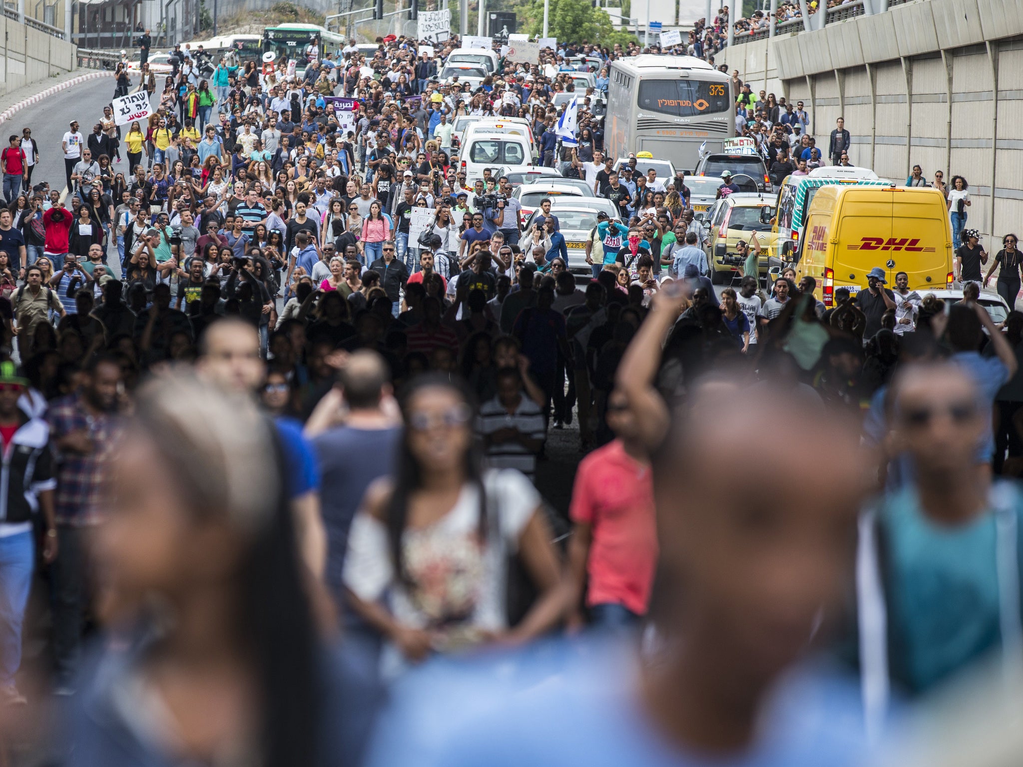 The protest began peacefully, but turned violent as night fell (Getty)