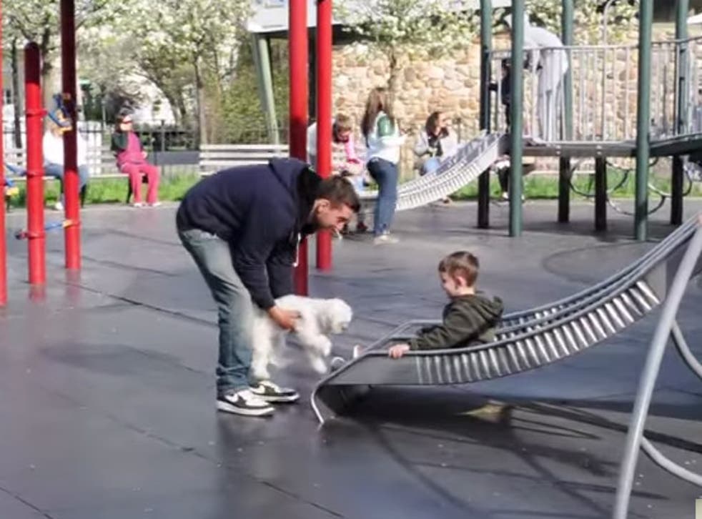 A young boy is tempted away from a playground by YouTube prankster Joey Salads as part of a social experiment 
