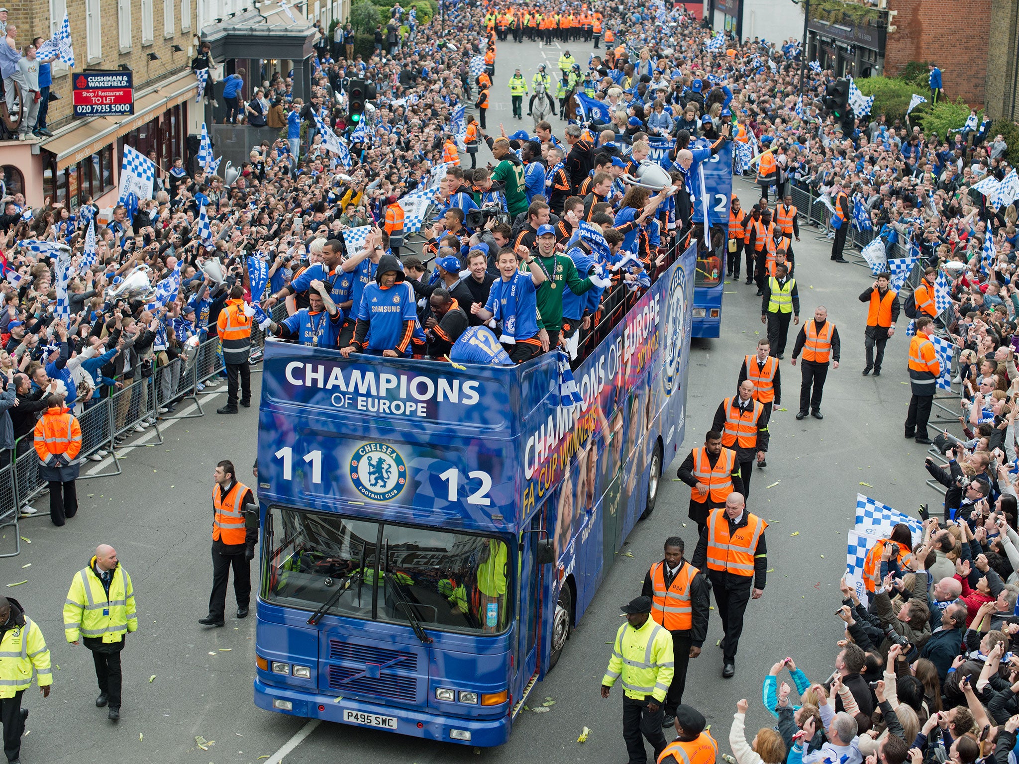 Chelsea's open-top bus parade after the 2011/12 Champions League success