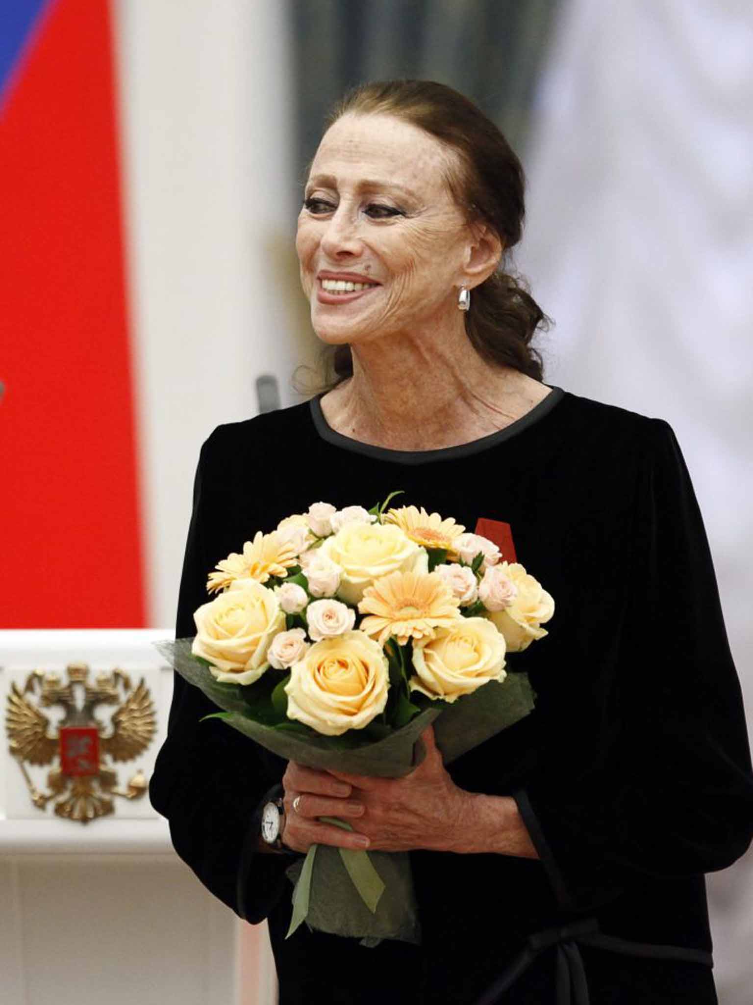 Plisetskaya in 2011 at an awards ceremony in the Kremlin