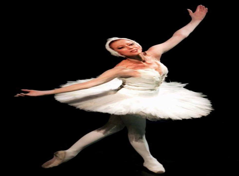 Plisetskaya dances part of 'Swan Lake' during a gala concert at the Bolshoi Theatre in Moscow