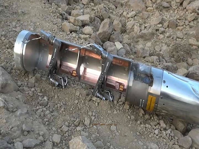 One of the expended weapon's canisters found in the al-Amar area of al-Safraa, Saada governorate, in northern Yemen (HRW)