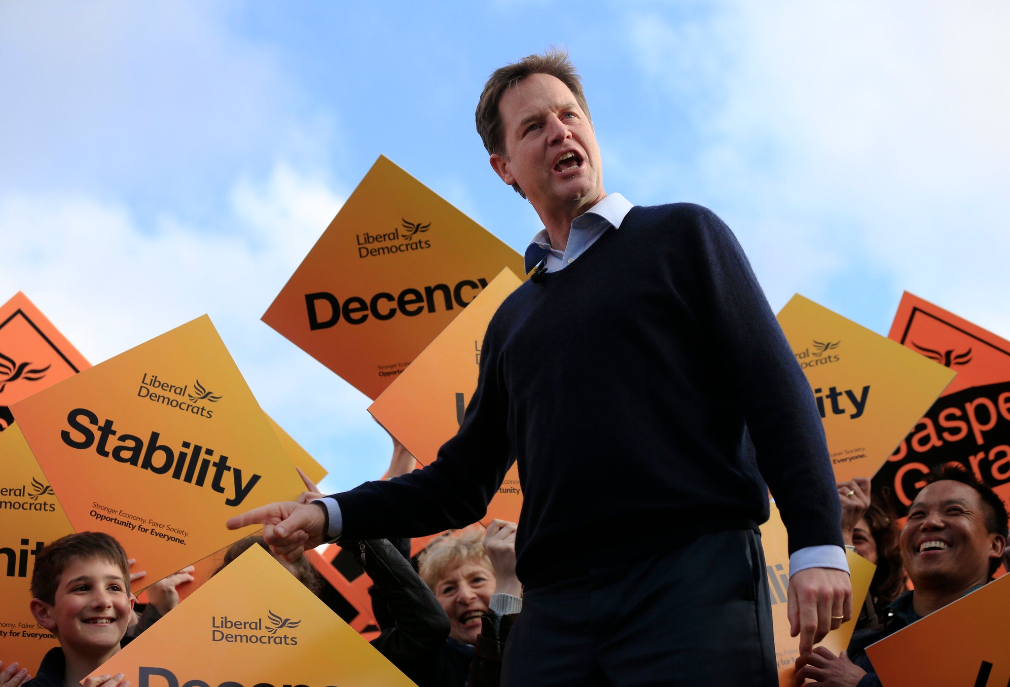 Nick Clegg speaking to a friendly crowd