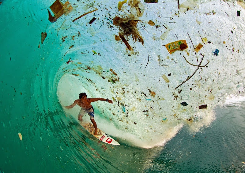 A remote bay in Java, where waste is being discarded into rivers