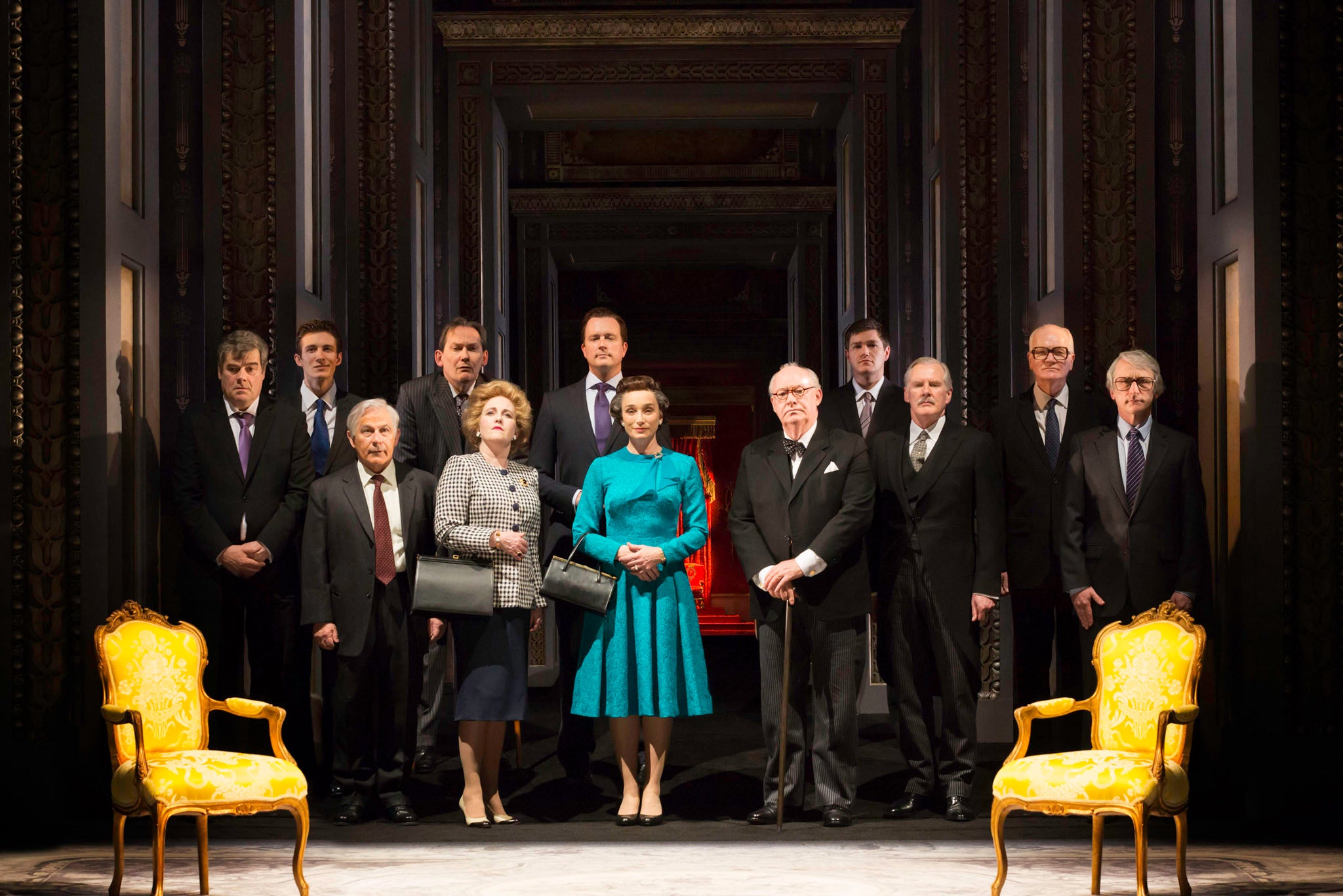 The Queen (Kristin Scott Thomas) with Prime Ministers in The Audience