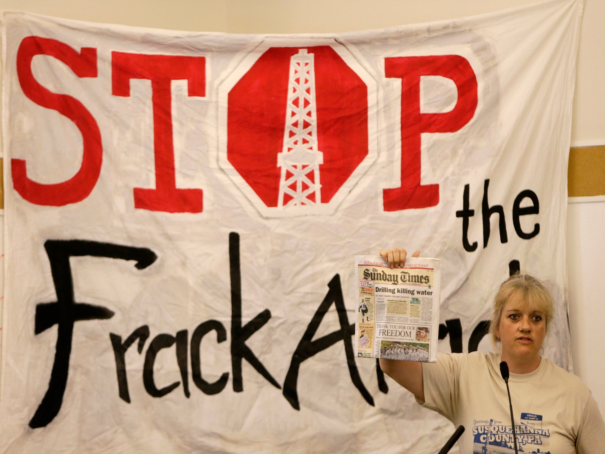 Campaigners against fracking in Pennsylvania
