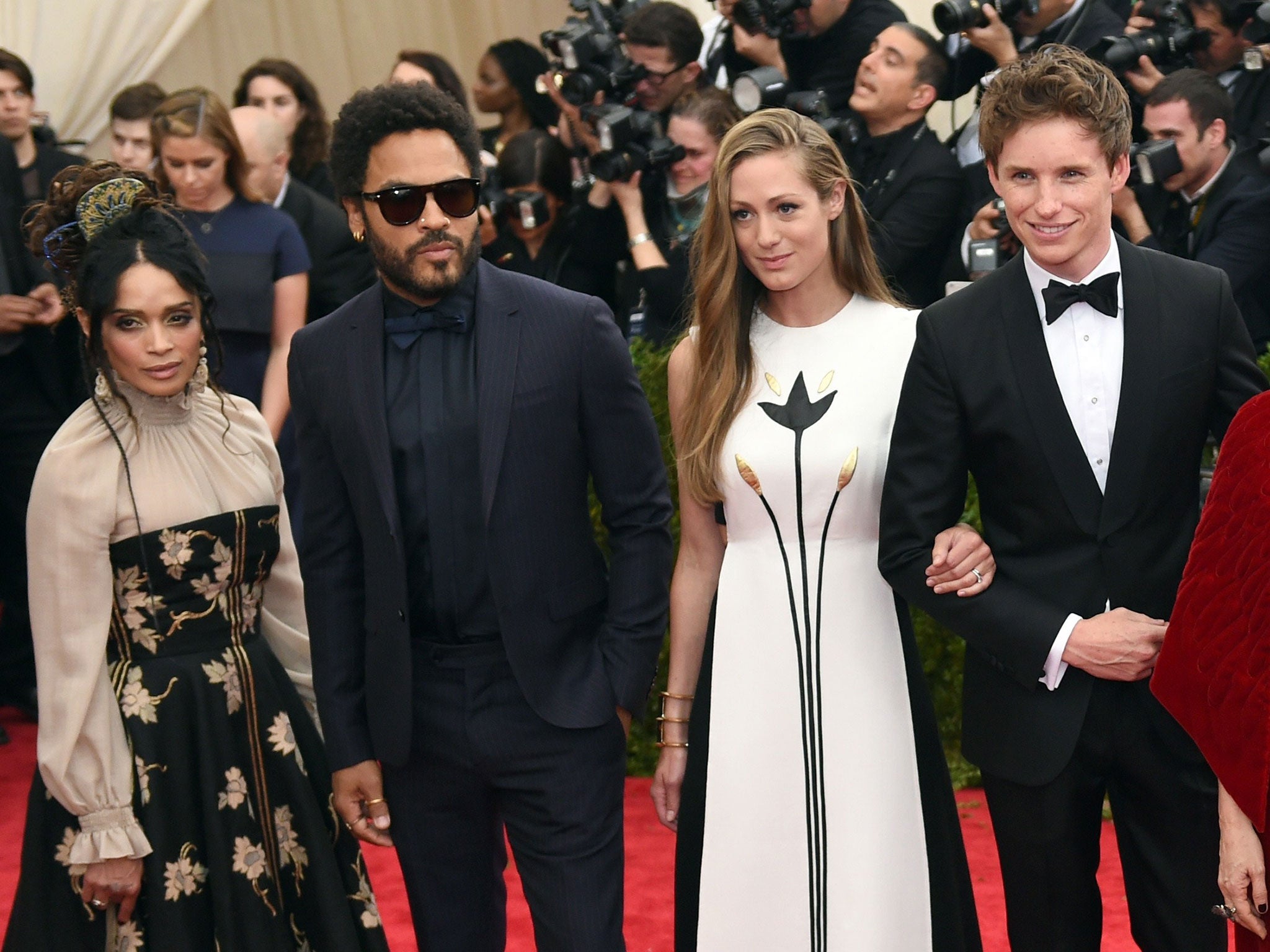 Lisa Bonet , Lenny Kravitz , Hannah Bagshawe and Eddie Redmayne arrive at the Costume Institute Gala Benefit at The Metropolitan Museum of Art in New York