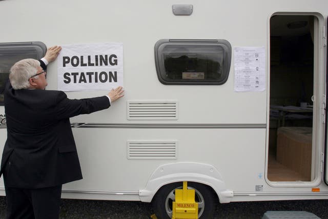 A caravan being used as a polling station in Ford near Salisbury, during the 2010 election