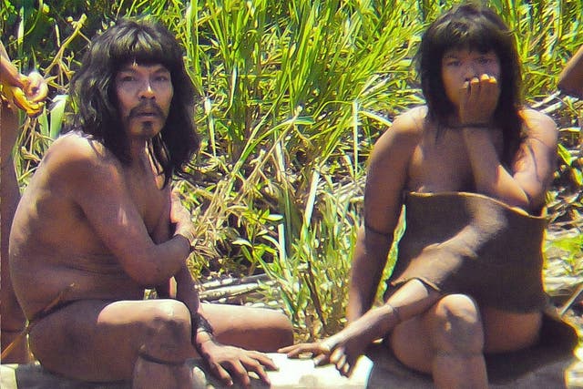 Members of the Mashco-Piro tribe in the Peruvian rainforest