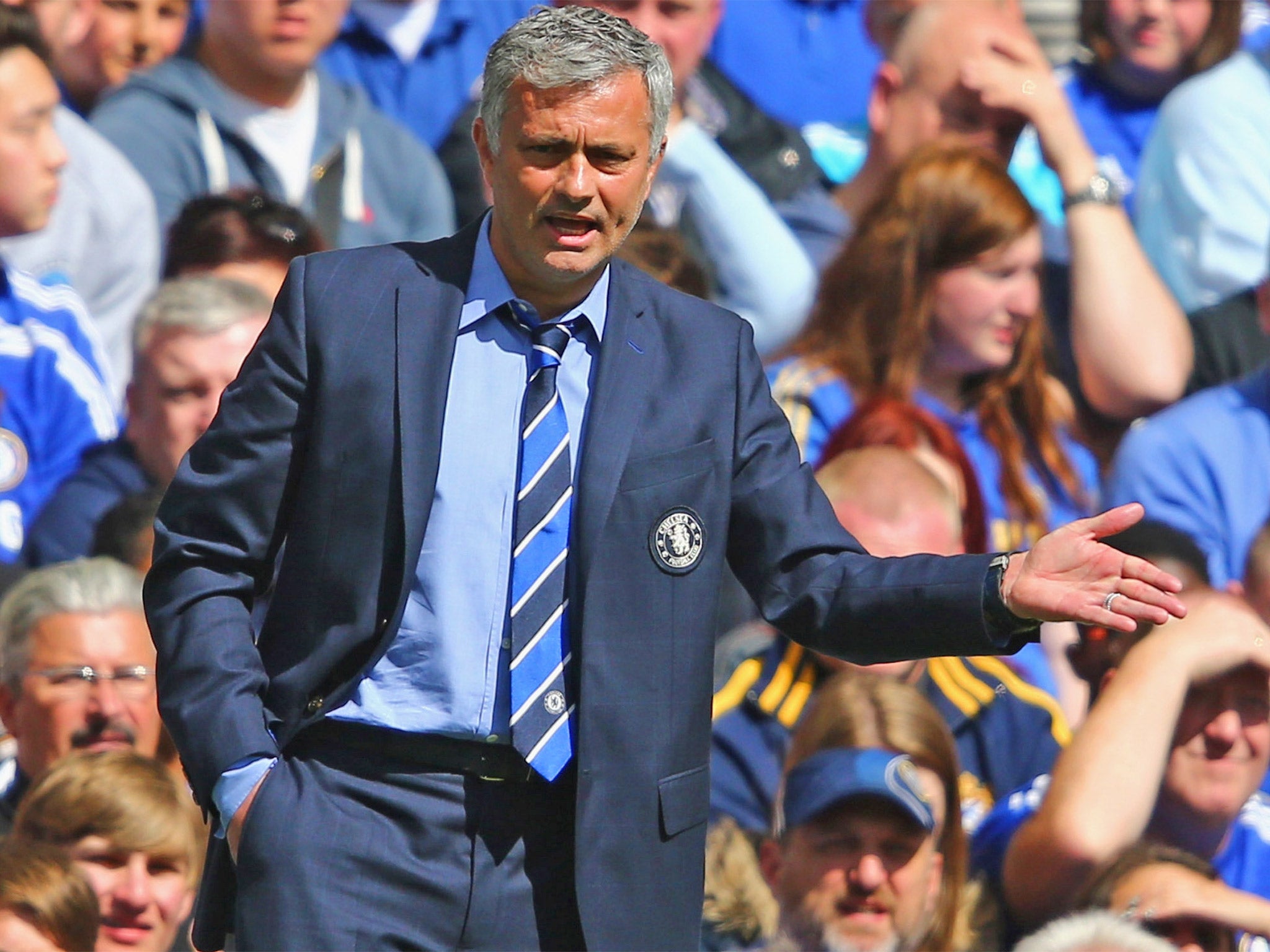 Jose Mourinho reacts on the touchline
