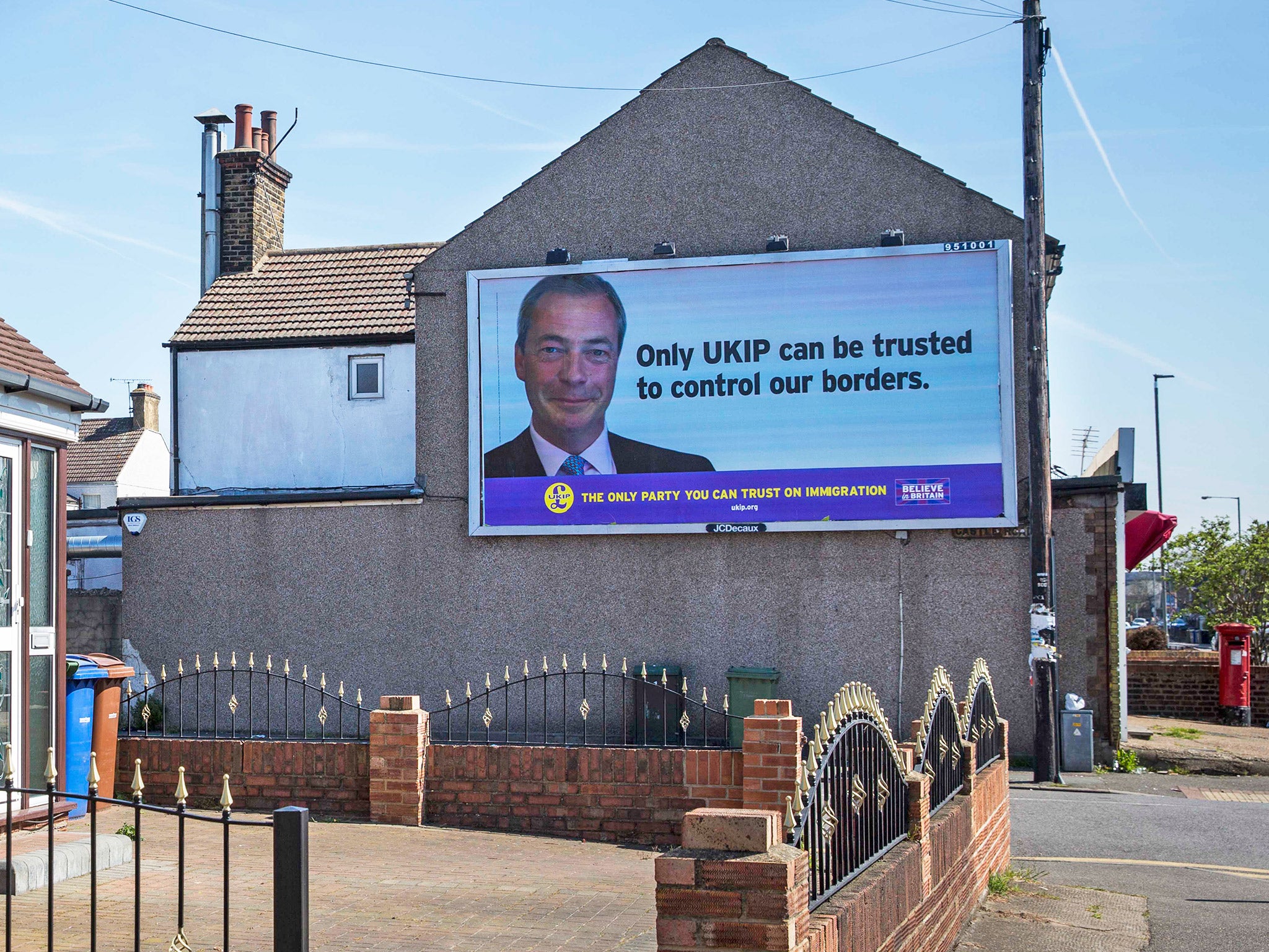 A Ukip poster on display in Thurrock, England (Getty)